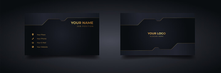 modern luxury business card design. Elegant corporate card with dark and shiny. Vector Illustration template. - obrazy, fototapety, plakaty
