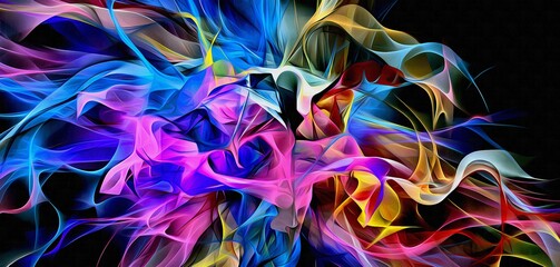 Obraz na płótnie Canvas Abstract electrifying lines, smoky fractal pattern, digital illustration art work of rendering chaotic dark background.