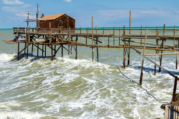 Pfahlbau der Fischerei an der Adriak&uuml;ste