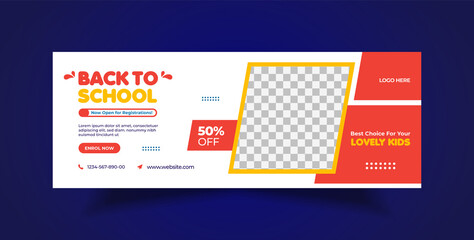 Back to school social media post, web banner, and Facebook cover template 