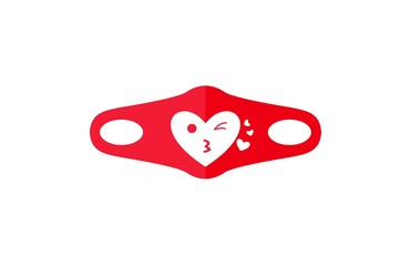 Medical Mask Kiss Emoji Feminine Style Vector