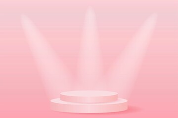 stage podium pink spotlight vector illustration. 