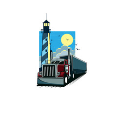 truck and lighthouse