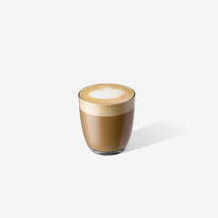 cappuccino in transparency cup on white background