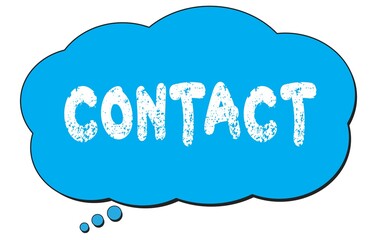 CONTACT text written on a blue thought bubble.