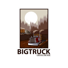 Naklejka premium big truck load the woods