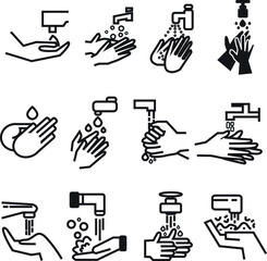 Hand wash healthcare and medical washing hand icon 
