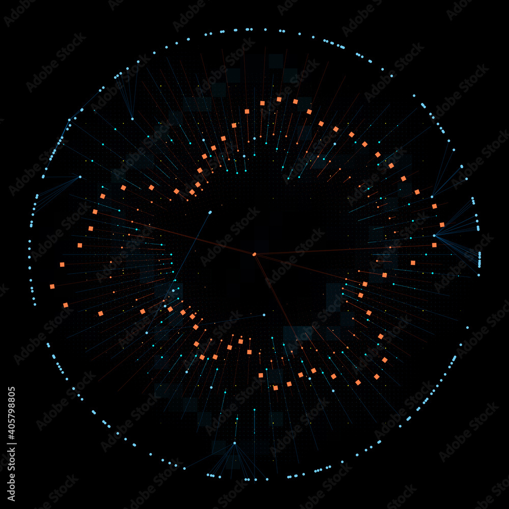 Poster complex data analysing concept background. points and lines connected into one complex structure. 2d