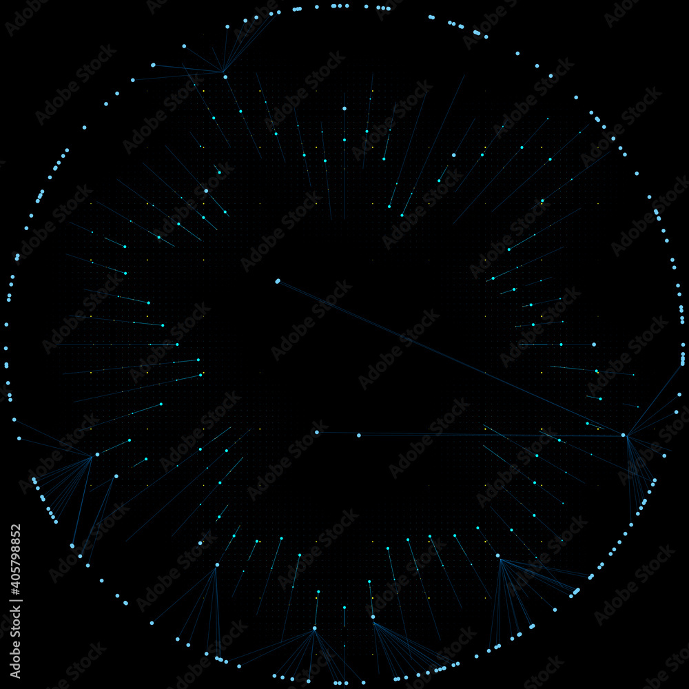 Poster complex data analysing concept background. points and lines connected into one complex structure. 2d