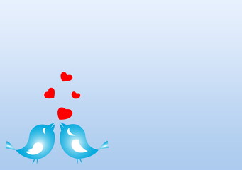 Valentine's Day background with cute birds and blue color