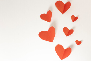 frame from paper hearts on white isolated background. valentine's day cards