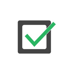 green check mark in black check box tick right symbol vector illustration	