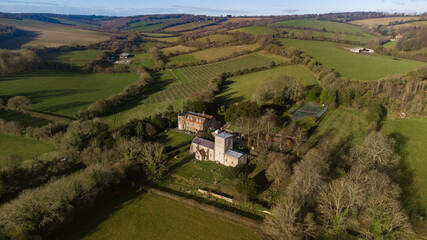 Aerial shot of a traditional village in Buckinghamshire