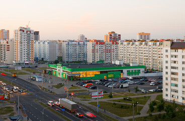 GOMEL, BELARUS - June 6, 2015: view of the sleeping area from the roof of a high-rise building