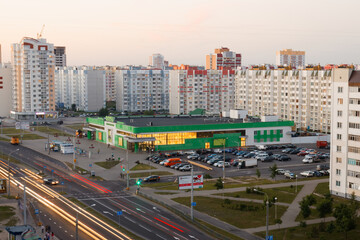 GOMEL, BELARUS - June 6, 2015: view of the sleeping area from the roof of a high-rise building