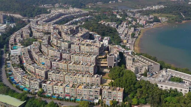 Top view of Tai Po in Hong Kong city