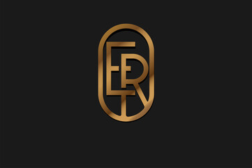 Abstract Initial E and R Logo, Gold Line Monogram style, usable for brand, card and company, logo design template element,vector illustration