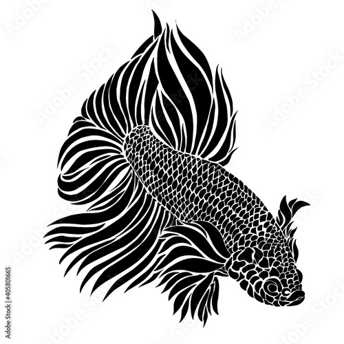 Beautiful Design Vector Logo Of Betta Fish With Beautiful Fins Wall Mural Ainur