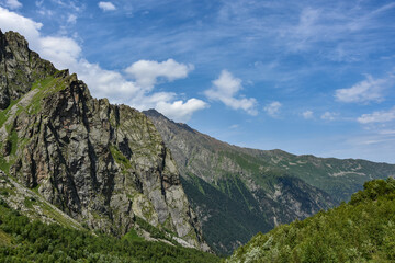 Fototapeta na wymiar Tseyskoe gorge on a sunny summer day, Russia, North Ossetia