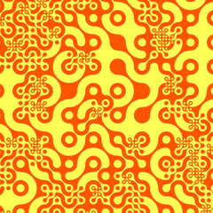 Abstract yellow ornament pattern isolated on orange background vector design