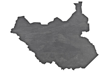 Karte von Südsudan auf dunklem Schiefer