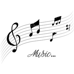 Vector hand drawn music notes background