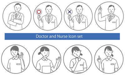 Vector illustration of nurse and doctor pose