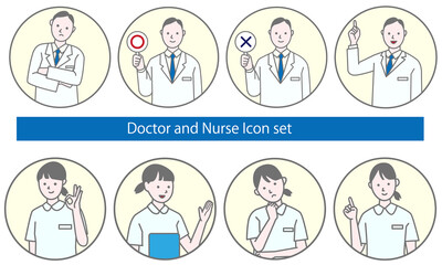 Naklejka premium Vector illustration of nurse and doctor pose