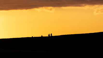 Fototapeta na wymiar Sunset on Maspalomas dunes in Gran Canaria