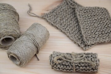 Ecofriendly jute washcloth, natural zero waste handmade household accessories, twine  on natural...