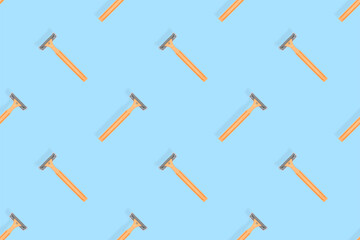 Disposable razor seamless pattern. Colorful plastic disposable razors Design for wrapping paper, poster banner and more for what.