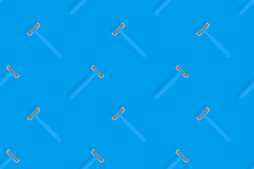 Disposable razor seamless pattern. Colorful plastic disposable razors Design for wrapping paper, poster banner and more for what.