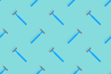 Disposable razor seamless pattern. Colorful plastic disposable razors Design for wrapping paper, poster banner and more for what.