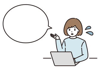 リモートワーク 悩み 女性 吹き出し