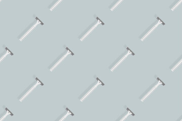 Disposable razor seamless pattern. Colorful plastic disposable razors Design for wrapping paper, poster banner and more for what.