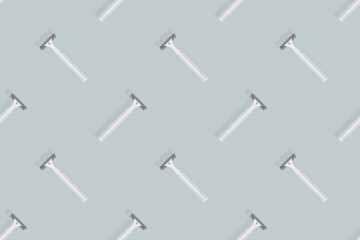 Disposable razor seamless pattern. Colorful plastic disposable razors Design for wrapping paper, poster banner and more for what.