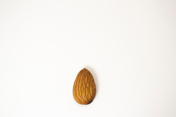 almonds on white isolated background with place for text