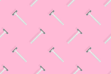 Disposable razor seamless pattern. Colorful plastic disposable razors Design for wrapping paper, poster banner and more for what.