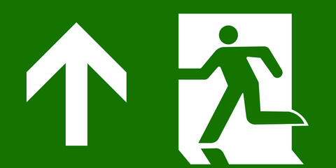 Emergency exit upstairs vector green white