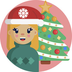 Christmas, New Year holidays icon. Flat style collection. Vector illustration