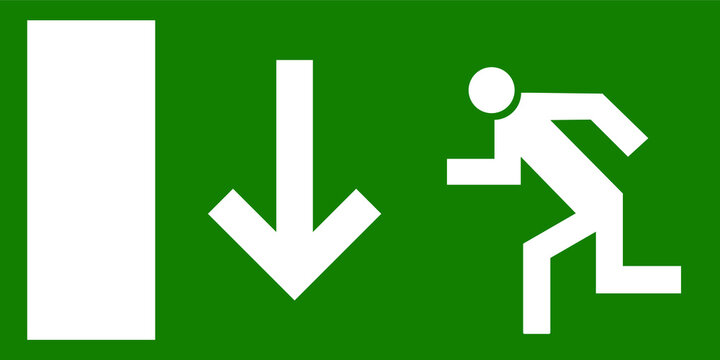 Emergency exit route green sign symbol vector