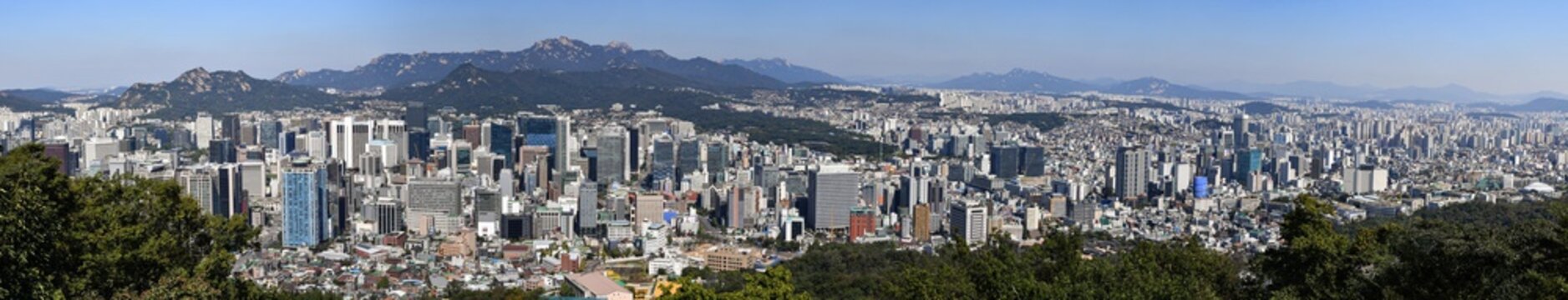 The panorama of Seoul from Namsan Mountain.