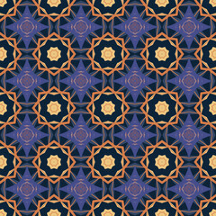 Seamless pattern with abstract mandala ornamental arabesque illustration. Vector decorative classic tile pattern.