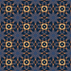 Seamless pattern with abstract mandala ornamental arabesque illustration. Vector decorative classic tile pattern.