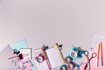 Women's stationery for creativity lies on isolated background