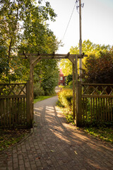 Wooden arch made by hand in the park