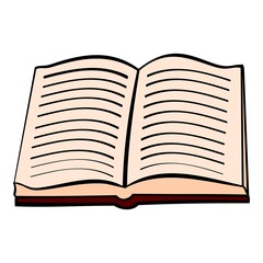 Book open, red cover with writing vector reading illustration.