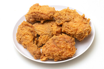 Close up of Chicken Fried Isolated White Background.