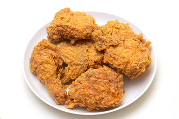 Close up of Chicken Fried Isolated White Background.