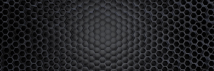 Background of hexagons. Geometric structure of honeycombs. 3D visualization